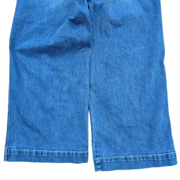 Wide Leg Crop Jeans OAT New York Size 10/30 High Rise Medium Wash Stretch Denim - Picture 9 of 11